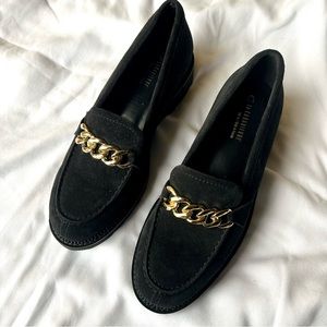 La Canadienne Gold Buckle Suede Loafers